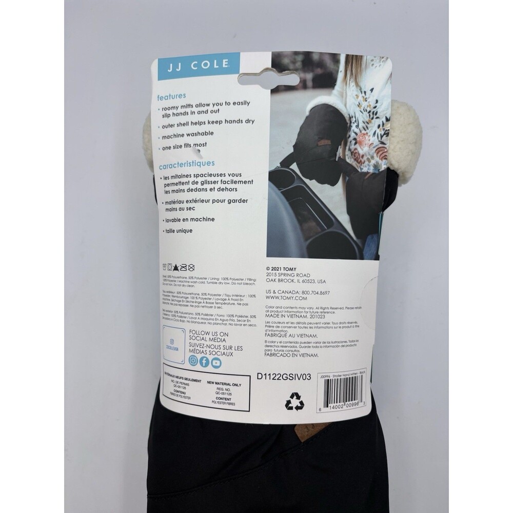 JJ Cole BundleMitts Black Winter Stroller Hand Muff Attachment New NIP - Picture 5 of 8